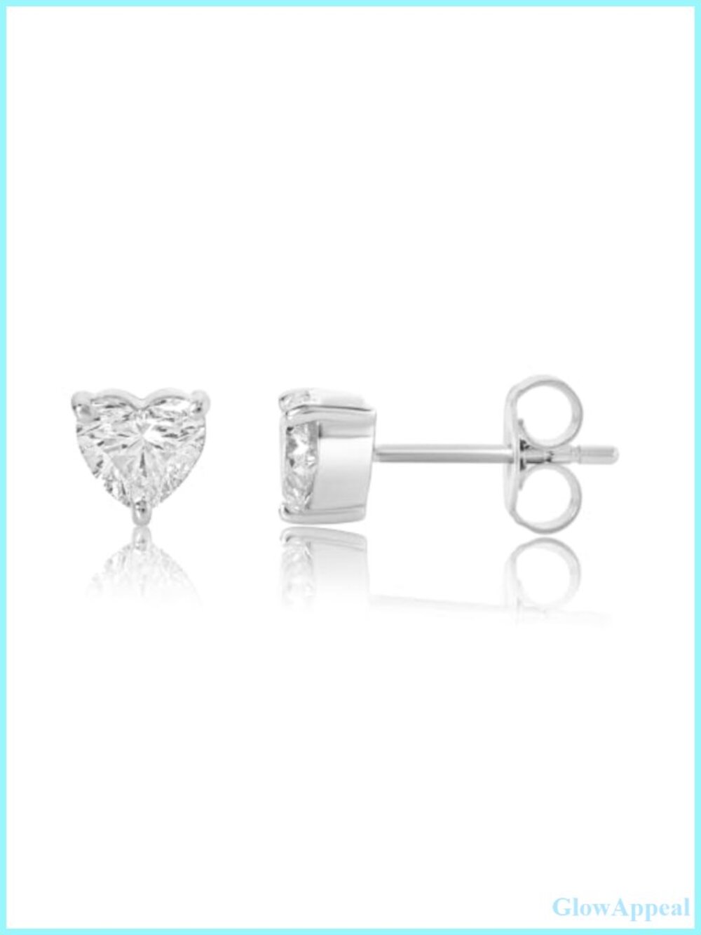 14K White Gold Heart Cut Lab Grown Diamond Solitaire Stud Earrings